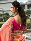 Peerless Peach Banarasi Silk Bridal Lehenga Choli Set - women's fashion mart