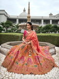 Peerless Peach Banarasi Silk Bridal Lehenga Choli Set - women's fashion mart