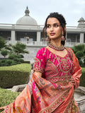 Peerless Peach Banarasi Silk Bridal Lehenga Choli Set - women's fashion mart