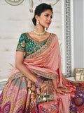 Pleasing Multi-color Banarasi Silk Bridal Lehenga Choli Set - women's fashion mart
