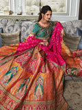 Designer Pink-Green Banarasi Silk Bridal Lehenga Choli Set - women's fashion mart
