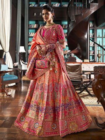 Heavenly Embroidered Banarasi Silk Bridal Lehenga Choli Set - women's fashion mart