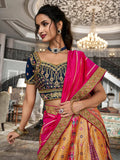 Glowing Golden Banarasi Silk Bridal Lehenga Choli Set - women's fashion mart