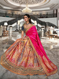 Glowing Golden Banarasi Silk Bridal Lehenga Choli Set - women's fashion mart