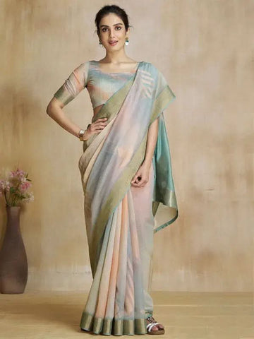 Graceful Grey Silk Digital Printed Fancy Saree - women's fashion mart