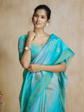 Flawless Fancy Aqua Blue Digital Printed Saree - women's fashion mart