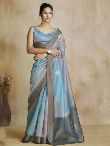 Illustrious Multi Colored Silk Digital Printed Fancy Saree - women's fashion mart