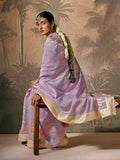 Lustrous Lavender Paithani Banarasi Silk Saree with Floral Motifs - women's fashion mart
