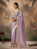 Lustrous Lavender Paithani Banarasi Silk Saree with Floral Motifs - women's fashion mart