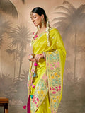 Designer Bright Green Paithani Banarasi Silk Saree with Floral Motifs - women's fashion mart