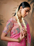 Peerless Pink Paithani Banarasi Silk Saree with Floral Motifs - women's fashion mart