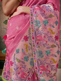 Peerless Pink Paithani Banarasi Silk Saree with Floral Motifs - women's fashion mart