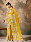 Marvelous Yellow Paithani Banarasi Silk Saree with Floral Motifs - women's fashion mart