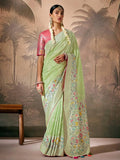 Pristine Pista Green Paithani Banarasi Silk Saree with Floral Motifs - women's fashion mart