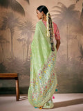 Pristine Pista Green Paithani Banarasi Silk Saree with Floral Motifs - women's fashion mart