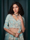 Formidable Firozi Embroidered Bridal Lehenga Choli - women's fashion mart