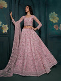 Exquisite Dusty Pink Embroidered Bridal Lehenga Choli - women's fashion mart