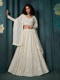 Outstanding Off-White Embroidered Bridal Lehenga Choli - women's fashion mart