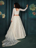 Outstanding Off-White Embroidered Bridal Lehenga Choli - women's fashion mart