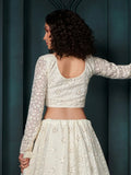Outstanding Off-White Embroidered Bridal Lehenga Choli - women's fashion mart