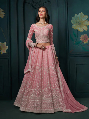 Passionate Pink Embroidered Bridal Lehenga Choli - women's fashion mart