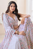 Wedding Wear Georgette Fabric Lavender Lehenga Choli.