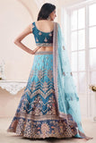 Teal Art Silk Fabric Lehenga Choli In Wedding Wear.