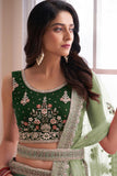 Wedding Wear Green Lehenga Choli In Art Silk Fabric.