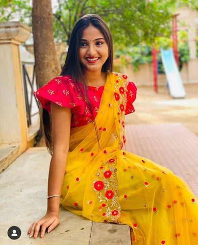 Butterfly Net Multi Embroidery Saree -Net Saree Default Title women's fashion mart