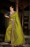 Royal Vichitra Silk Saree -Silk Saree PISTA GREEN women's fashion mart