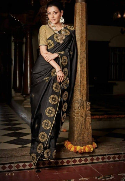 Royal Vichitra Silk Saree -Silk Saree BLACK women's fashion mart