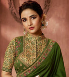 Rangoli Silk Embroidery Lace border saree -Silk Saree Green women's fashion mart