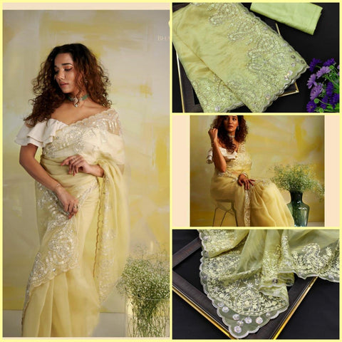 Thai Organza Silk Saree -Organza Saree Default Title women's fashion mart