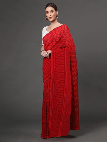 3D Pleated soft georgette SAREE -Georgette Saree Default Title women's fashion mart