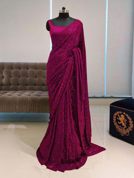 Designer Full Sequence Work Premium Georgette Saree  women's fashion mart