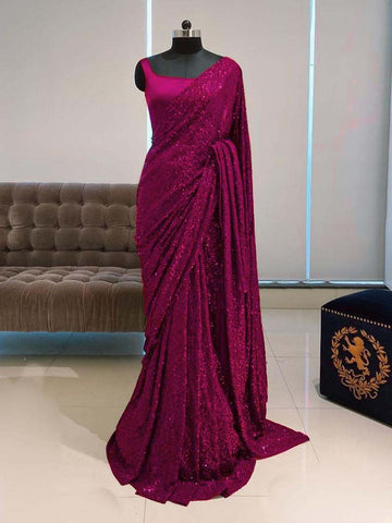 Designer Full Sequence Work Premium Georgette Saree  women's fashion mart