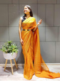 1 Min Ready-To-Wear Saree with full sequence blouse -Georgette Saree RED women's fashion mart