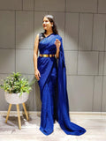 1 Min Ready-To-Wear Saree with full sequence blouse -Georgette Saree BLUE women's fashion mart