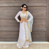 White colour real mirror heavy embroidery work lehenga choli -Lehenga Choli Default Title women's fashion mart