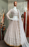 White colour real mirror heavy embroidery work lehenga choli -Lehenga Choli Default Title women's fashion mart