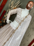 White colour real mirror heavy embroidery work lehenga choli -Lehenga Choli Default Title women's fashion mart