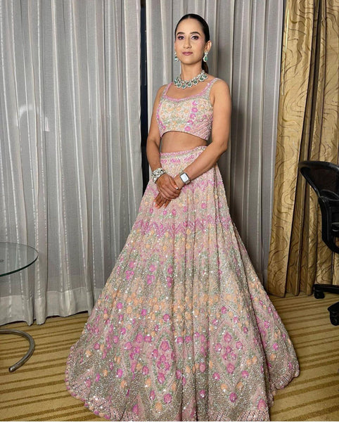 bridal wear heavy chine sequence work lehenga choli -Lehenga Choli Default Title women's fashion mart