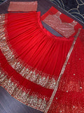bridal wear heavy sequence work red lehenga choli -Lehenga Choli Default Title women's fashion mart