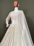 White faux georgette embroidery work lehenga choli -Lehenga Choli Default Title women's fashion mart