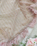 ready to wear saree with feathers -fancy silk ROSE PINK women's fashion mart