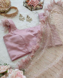 ready to wear saree with feathers -fancy silk ROSE PINK women's fashion mart