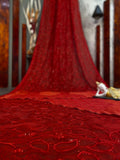 Bollywood style red heavy sequence work saree -Georgette Saree Red women's fashion mart