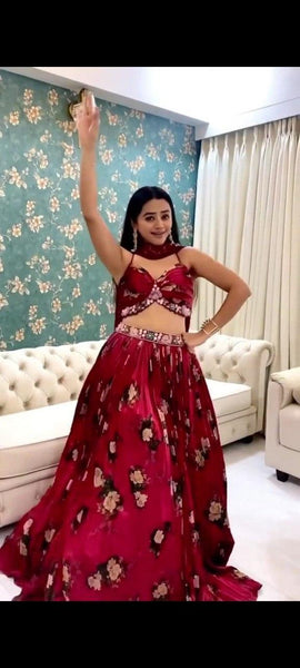 digital print embroidered lehenga choli -Lehenga Choli Default Title women's fashion mart