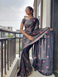 1 min ready to wear sequins saree -Silk Saree wine women's fashion mart