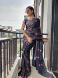 1 min ready to wear sequins saree -Silk Saree wine women's fashion mart